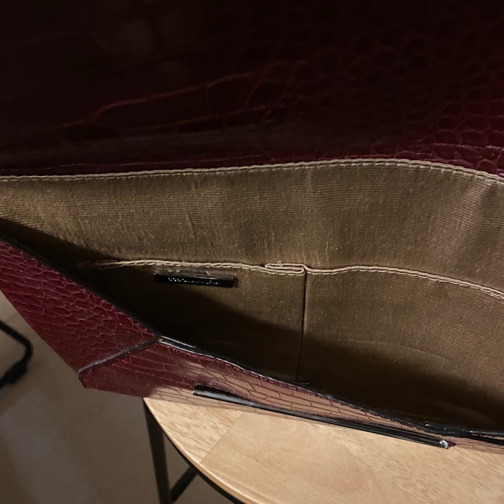 BCBGMaxAzria Burgundy Croc-Embossed Clutch - Picture 5 of 5